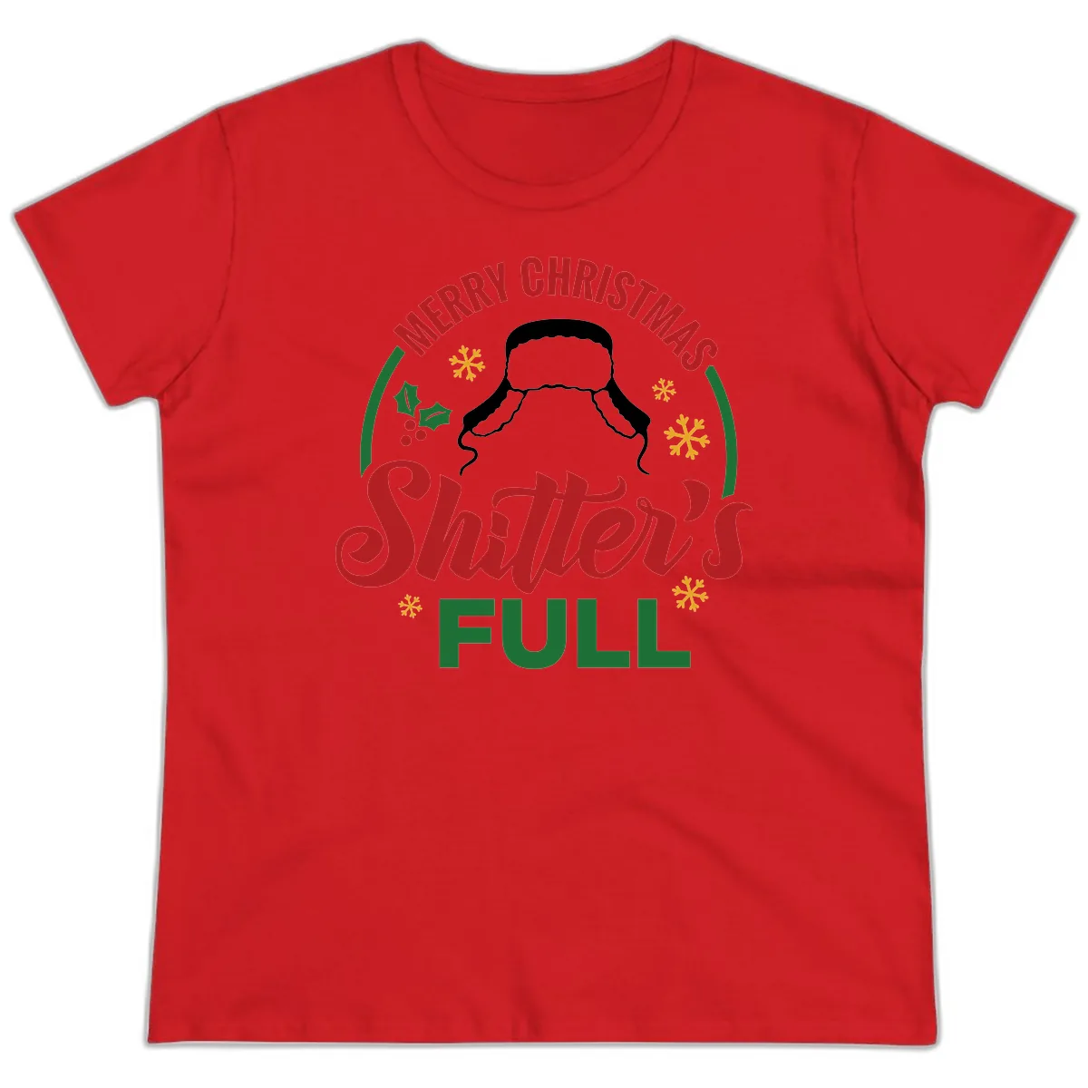 Christmas Shitter's Full Graphic Ladies Tee in Red